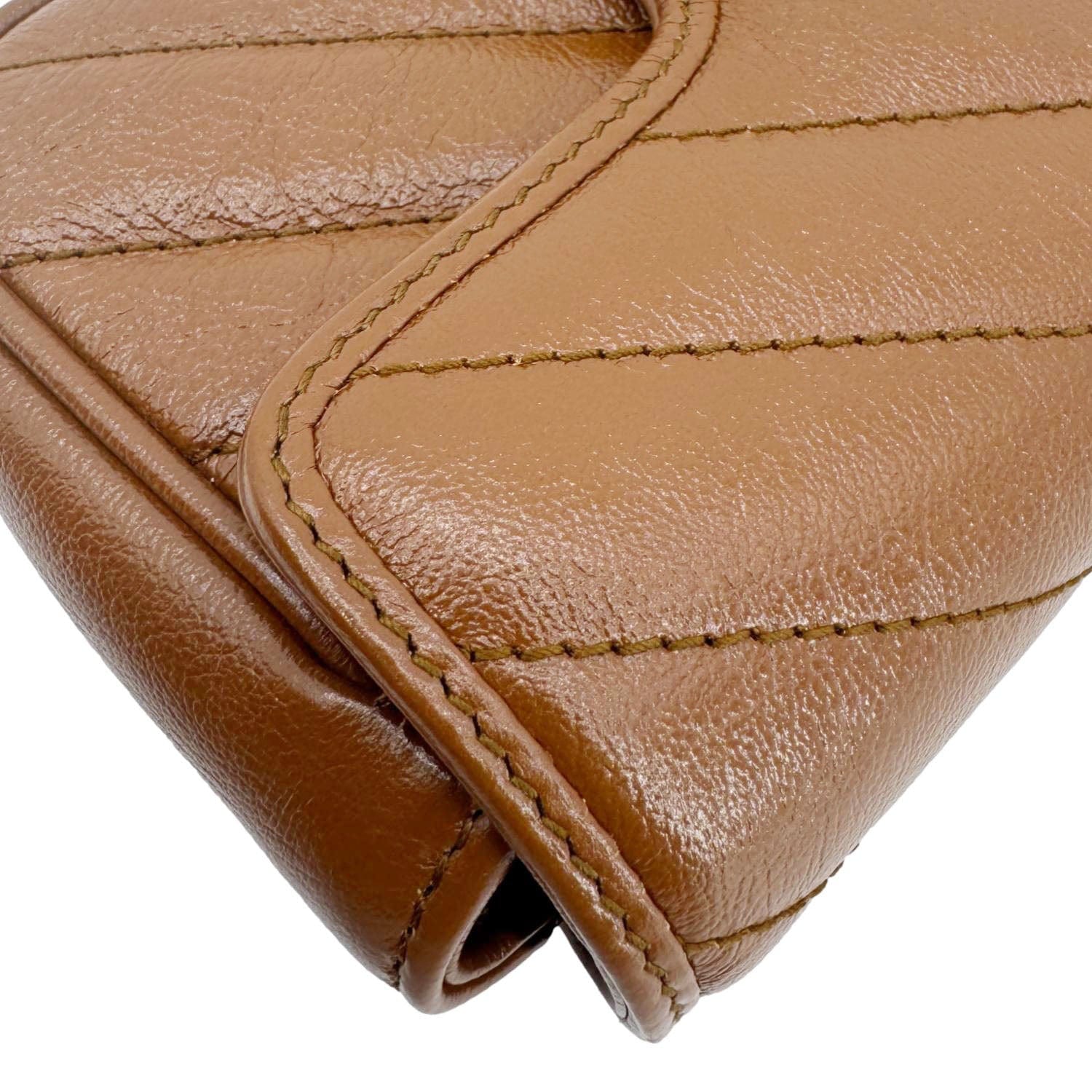 GUCCI Gucci Marmont Super Mini Matelasse Leather Crossbody Bag Brown 476433