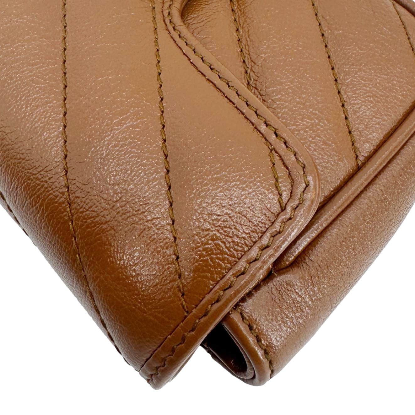 GUCCI Gucci Marmont Super Mini Matelasse Leather Crossbody Bag Brown 476433