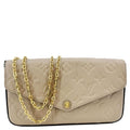 LOUIS VUITTON Felicie Pochette Empreinte Leather Crossbody Bag Beige