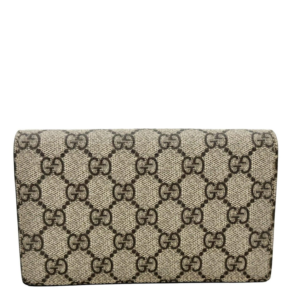 GUCCI Cherry Mini Gucci Supreme Canavs Chain Wallet Beige 481291