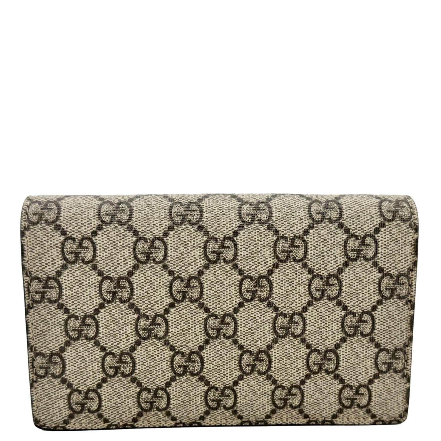 GUCCI Cherry Mini Gucci Supreme Canavs Chain Wallet Beige 481291