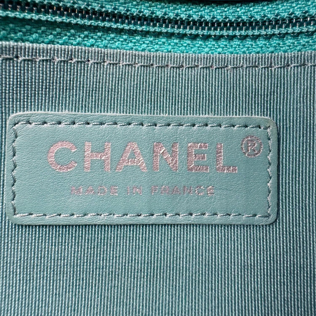 Chanel Bi  Full Flap Medium Quilted Crumpled Leather Crossbody Bag Aqua Blue