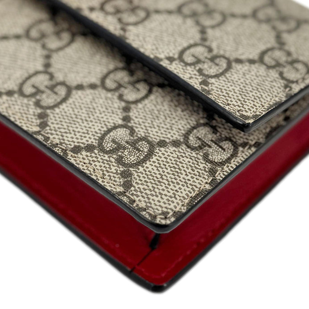 GUCCI Cherry Mini Gucci Supreme Canavs Chain Wallet Beige 481291