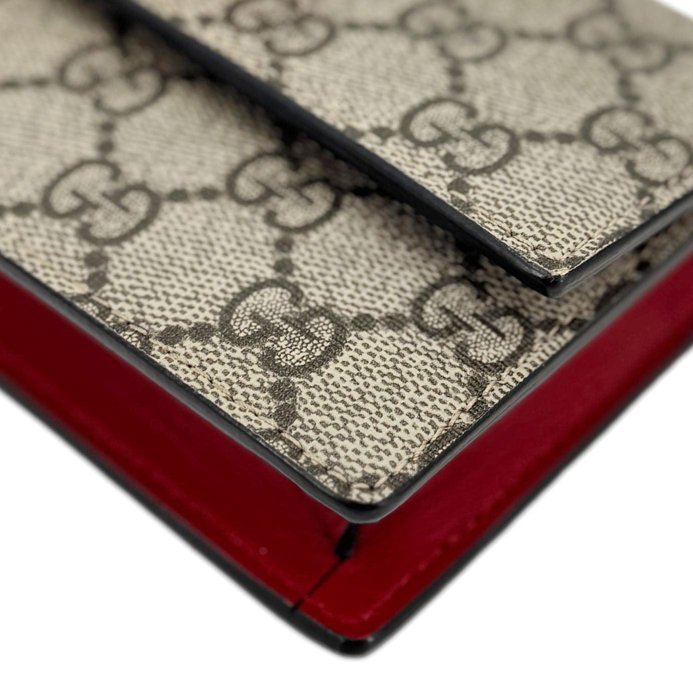 GUCCI Cherry Mini Gucci Supreme Canavs Chain Wallet Beige 481291