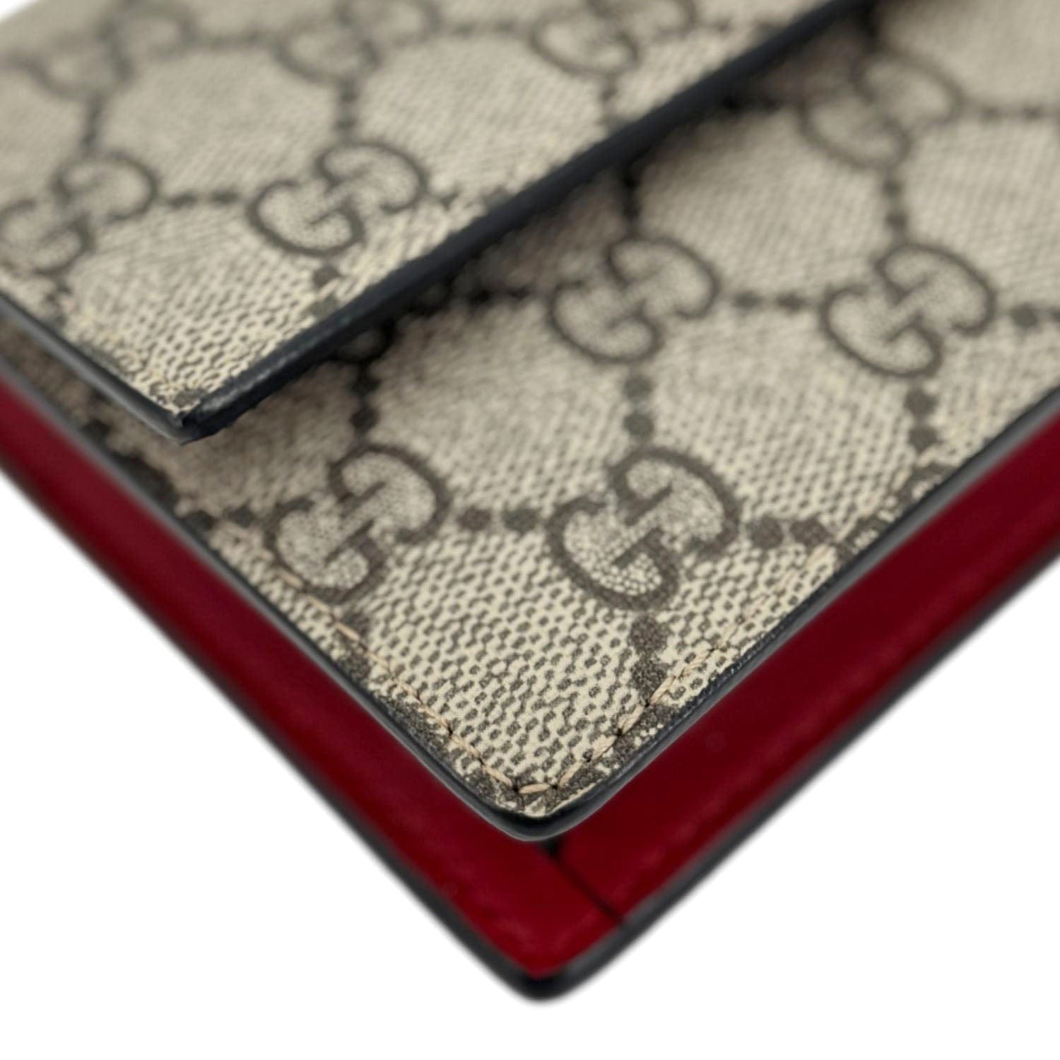 GUCCI Cherry Mini Gucci Supreme Canavs Chain Wallet Beige 481291
