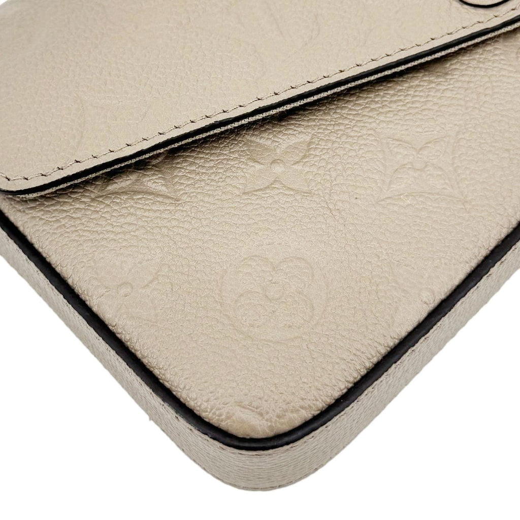 LOUIS VUITTON Felicie Pochette Empreinte Leather Crossbody Bag Beige