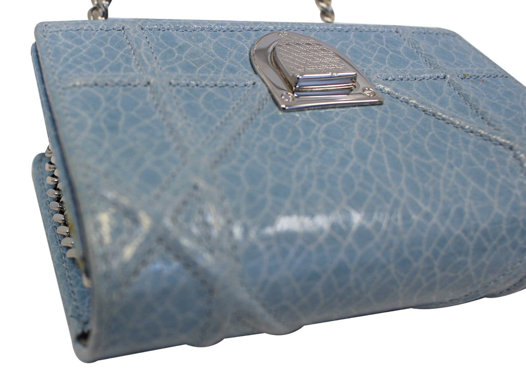 CHRISTIAN DIOR Aqua Blue Leather Mini Diorama Crossbody Bag - Last Call