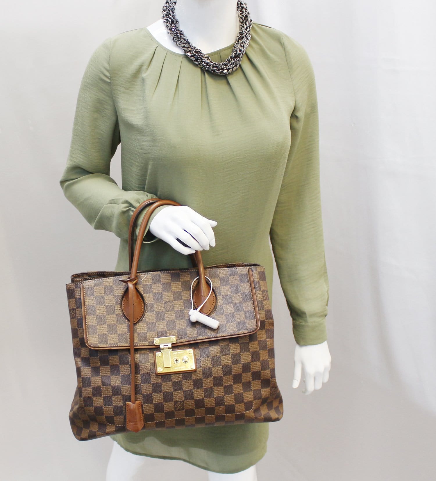 LOUIS VUITTON Damier Ebene Ascot Satchel Bag