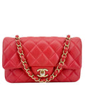 Chanel Classic Rectangular Flap Mini Quilted Leather Crossbody Bag Reddish Pink