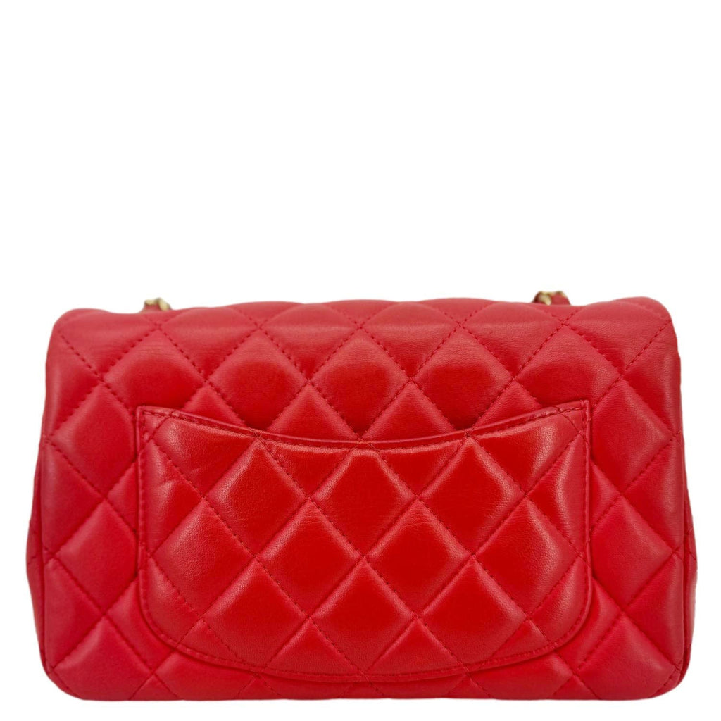 Chanel Classic Rectangular Flap Mini Quilted Leather Crossbody Bag Reddish Pink