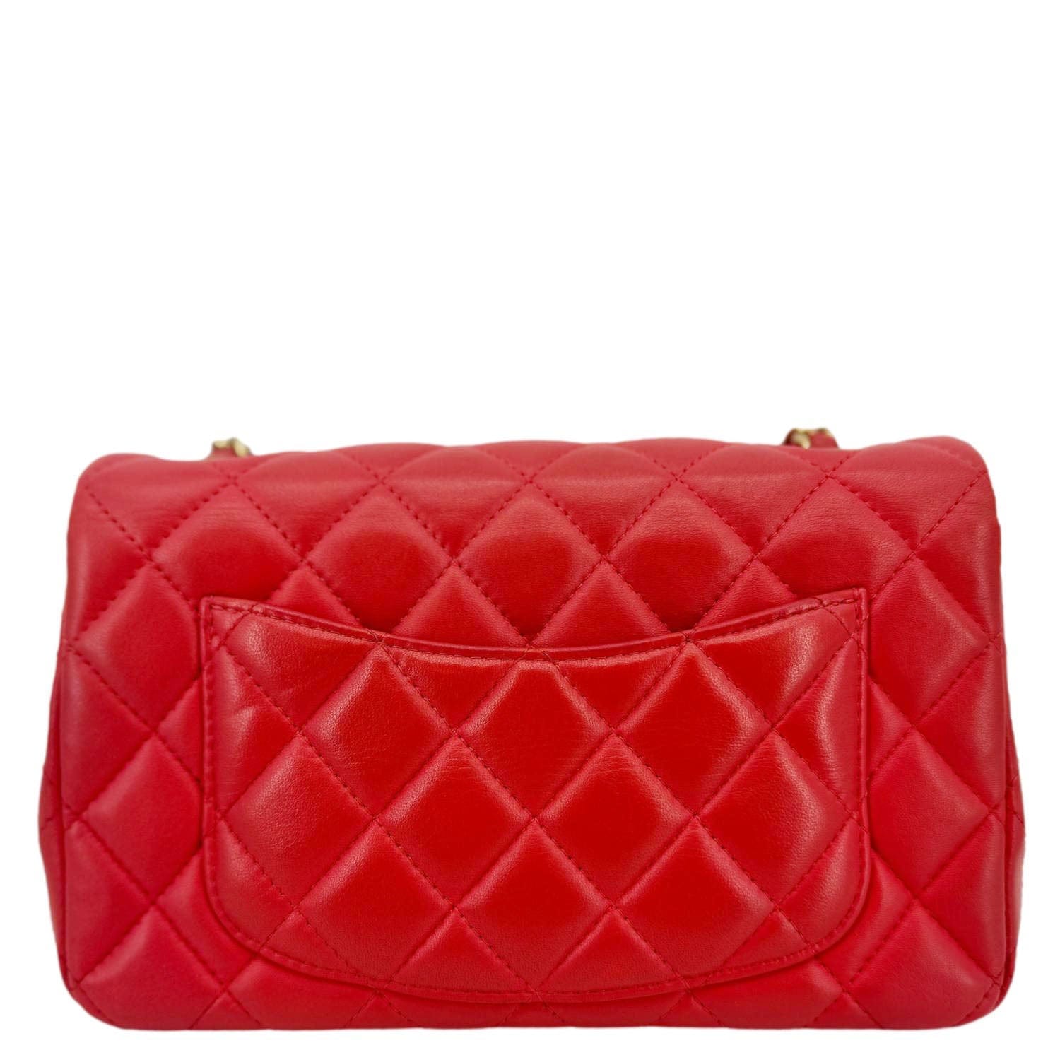 Chanel Classic Rectangular Flap Mini Quilted Leather Crossbody Bag Reddish Pink