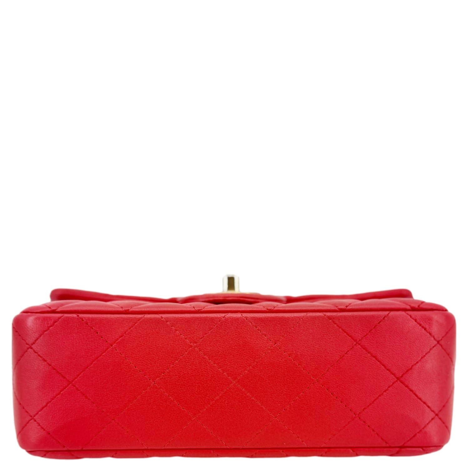 Chanel Classic Rectangular Flap Mini Quilted Leather Crossbody Bag Reddish Pink
