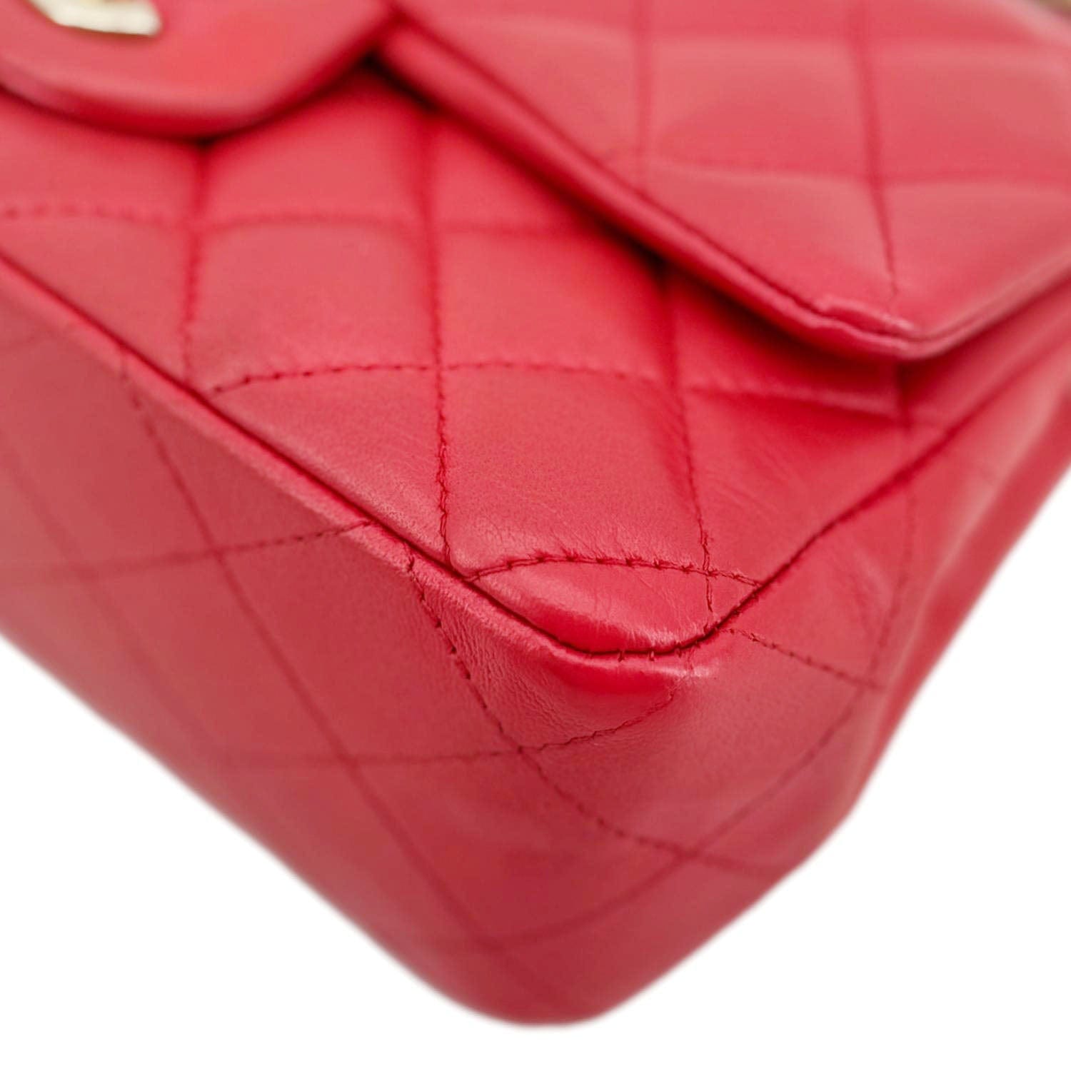 Chanel Classic Rectangular Flap Mini Quilted Leather Crossbody Bag Reddish Pink