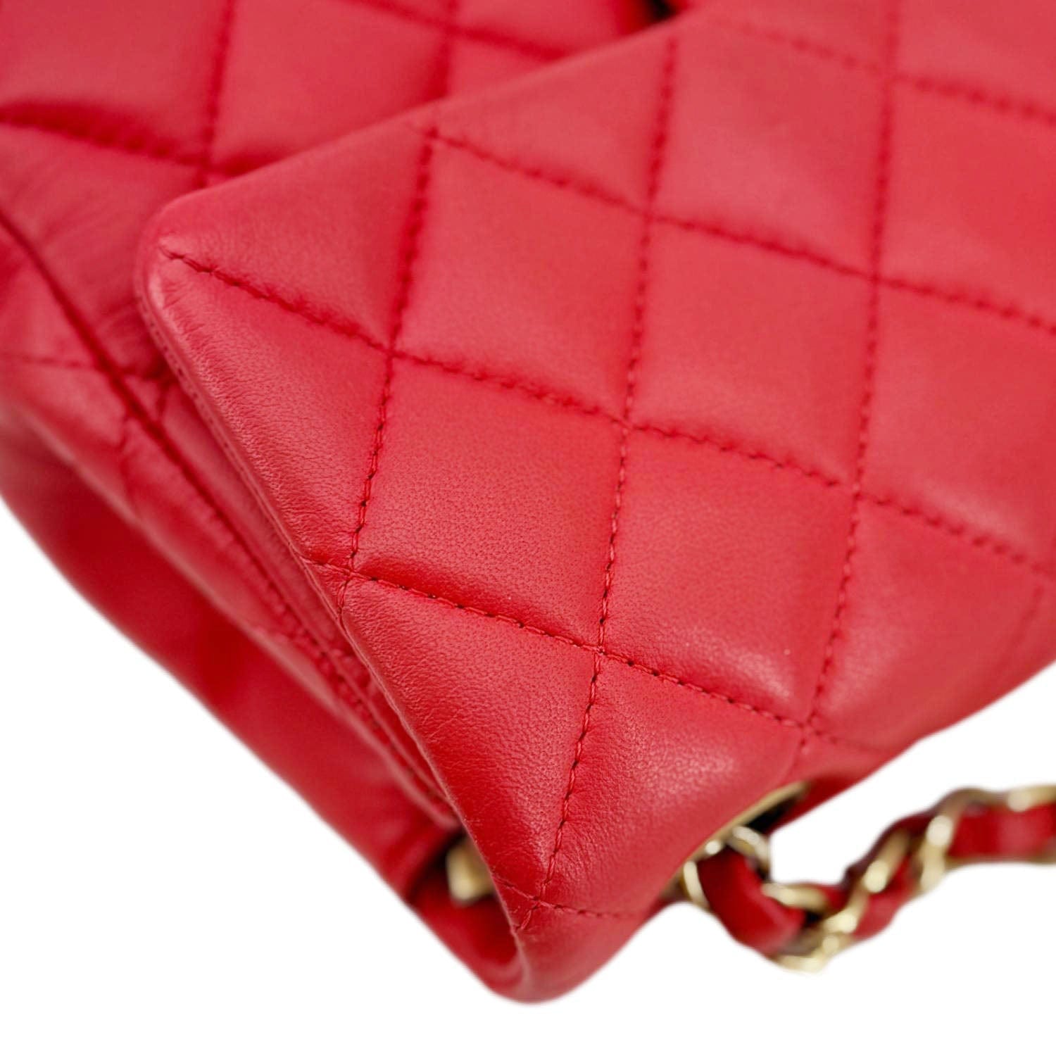 Chanel Classic Rectangular Flap Mini Quilted Leather Crossbody Bag Reddish Pink
