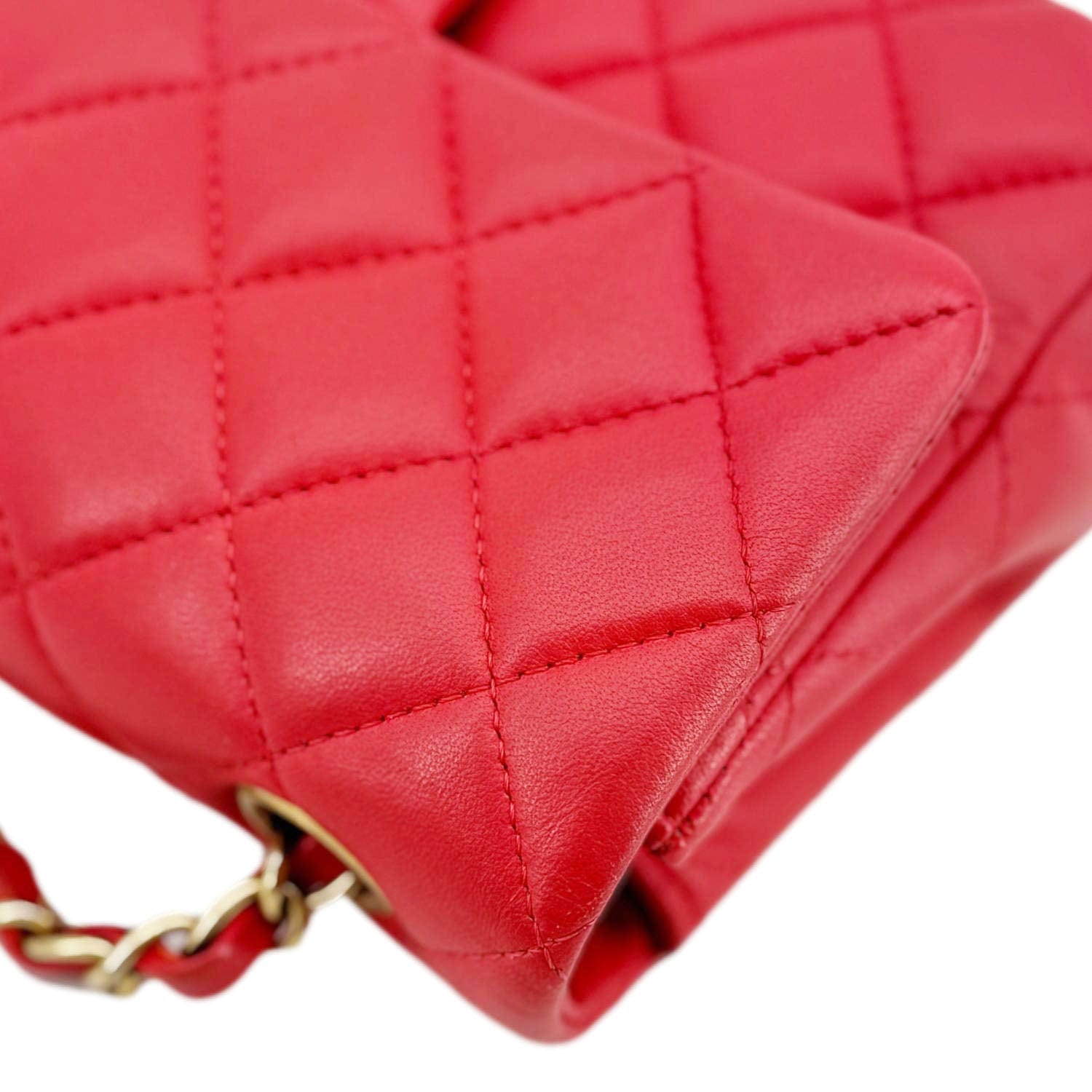Chanel Classic Rectangular Flap Mini Quilted Leather Crossbody Bag Reddish Pink