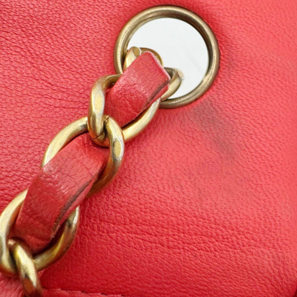 Chanel Classic Rectangular Flap Mini Quilted Leather Crossbody Bag Reddish Pink