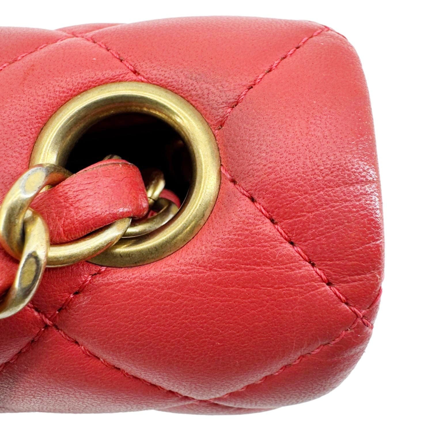 Chanel Classic Rectangular Flap Mini Quilted Leather Crossbody Bag Reddish Pink