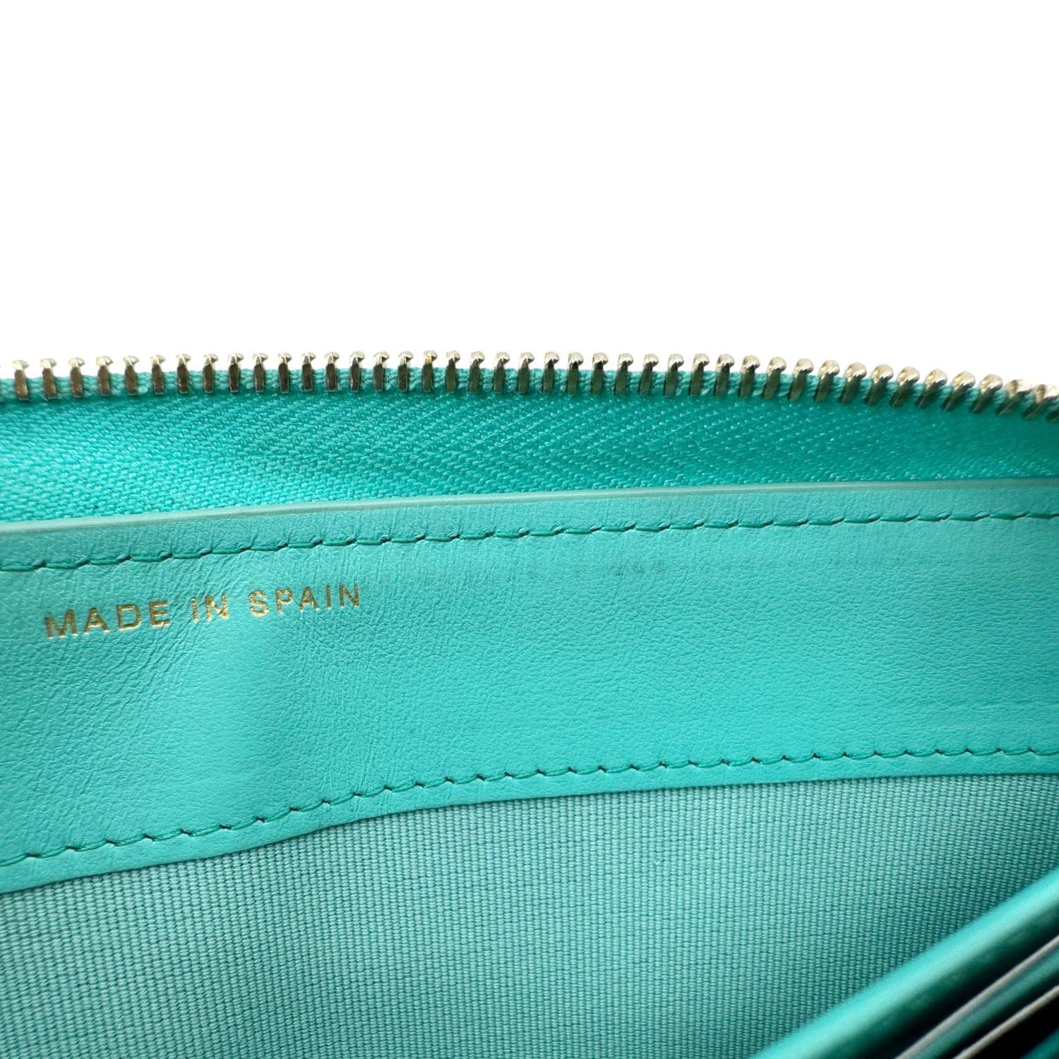 Chanel Zip Around Quilted Caviar Leather Wallet Turquoise
