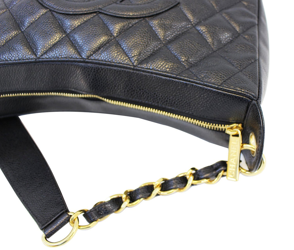 Chanel Shoulder Bag - CHANEL Sac Divers Caviar Leather Large Handbag