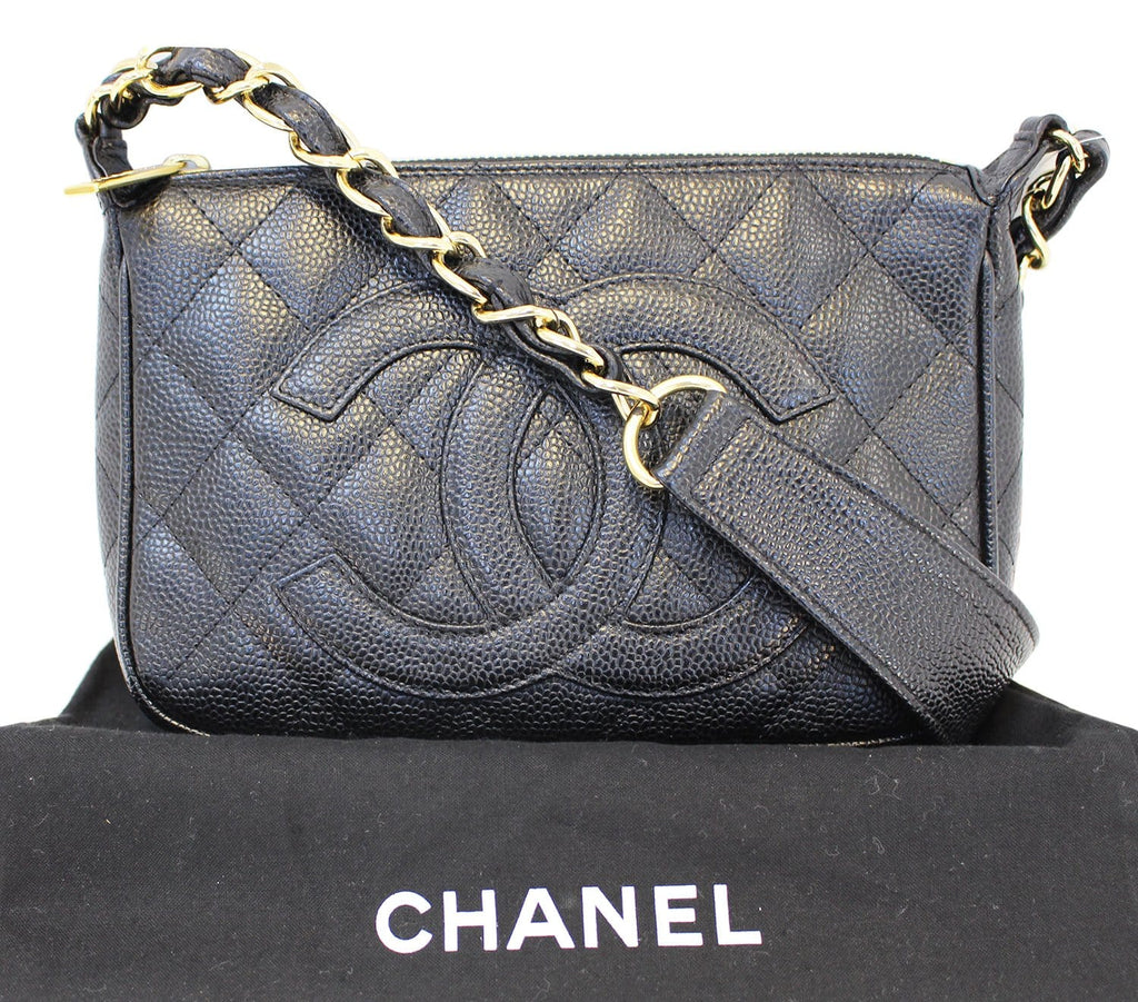 Chanel Shoulder Bag - CHANEL Black Sac Divers Mini Caviar Leather