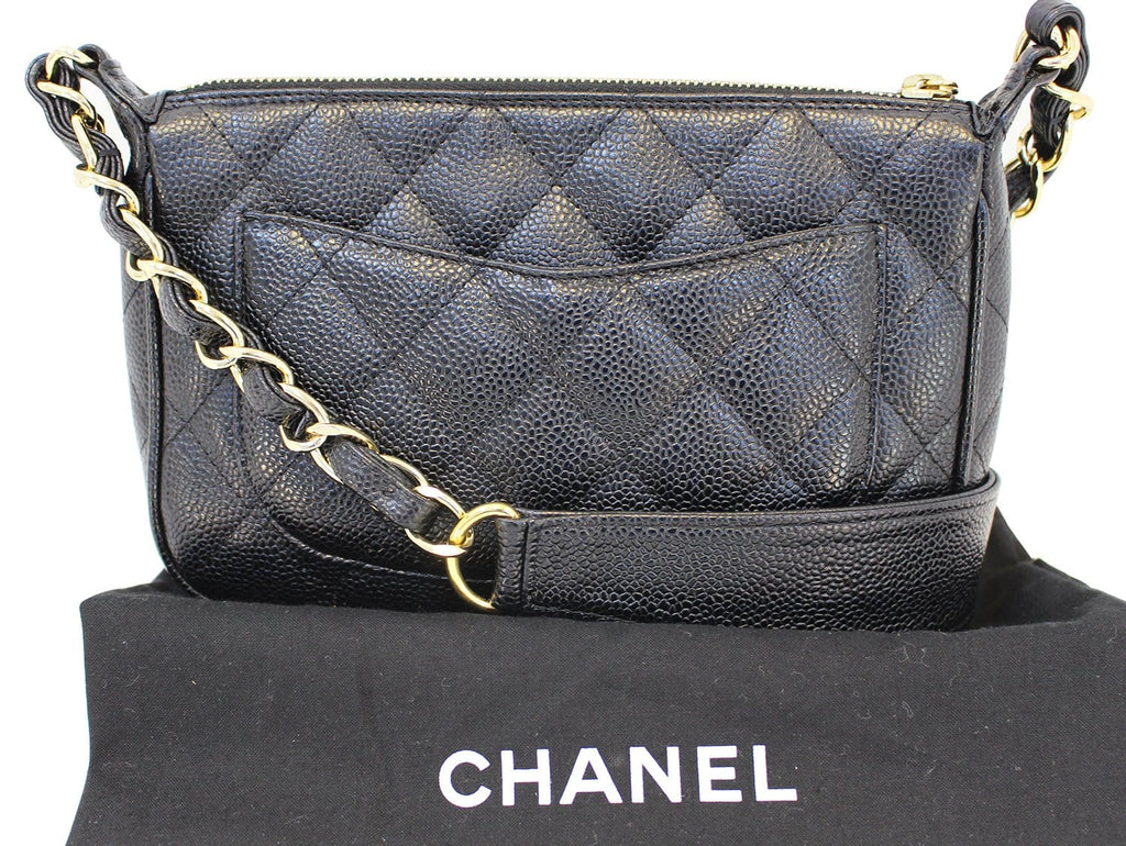 Chanel Shoulder Bag - CHANEL Black Sac Divers Mini Caviar Leather