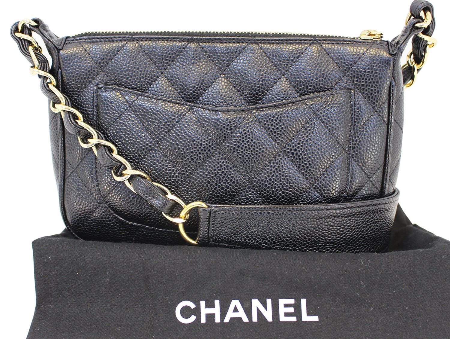 Chanel Shoulder Bag - CHANEL Black Sac Divers Mini Caviar Leather