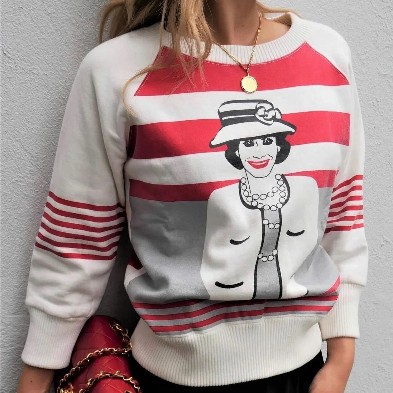 CHANEL 2001 Fall Mademoiselle print sweatshirt #38