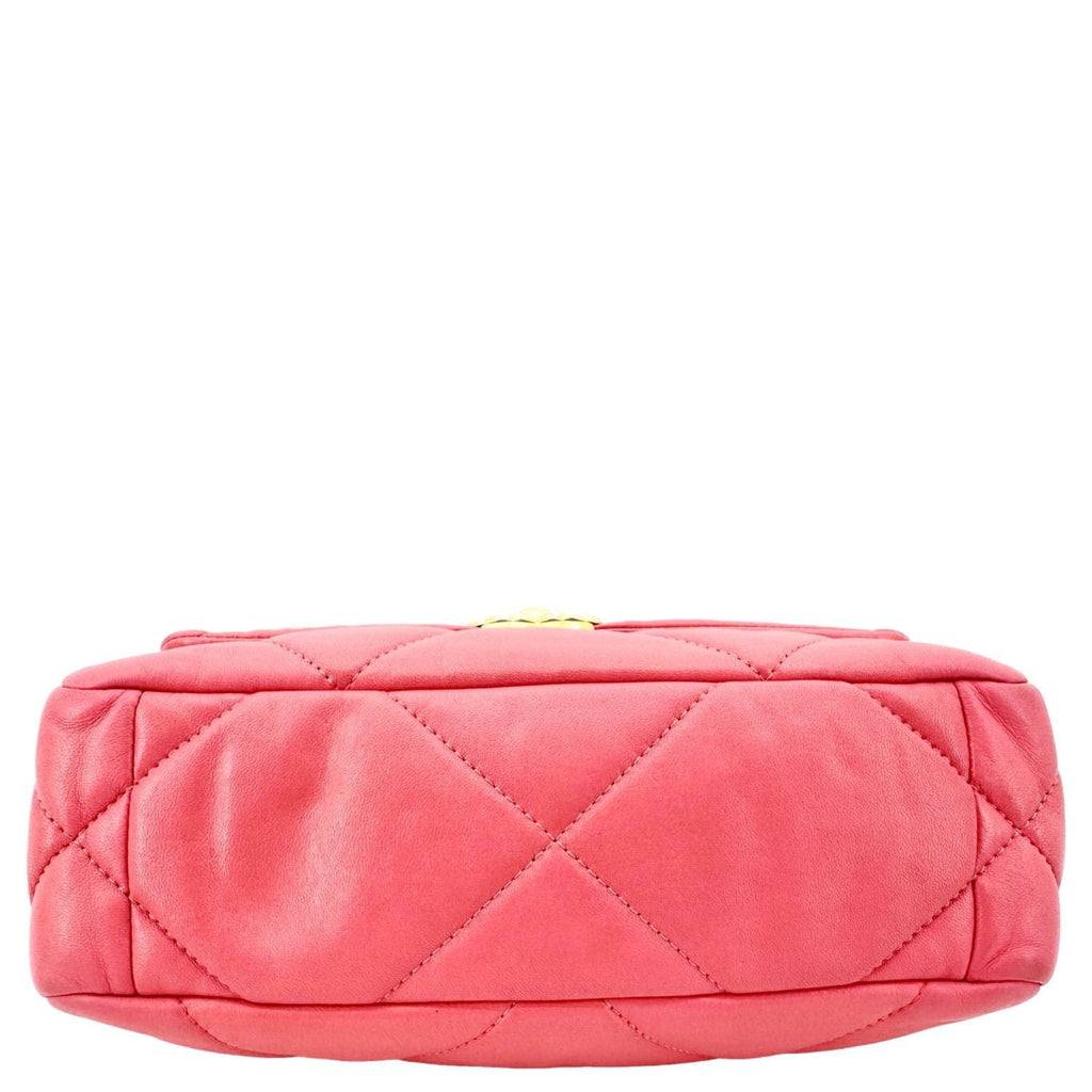Chanel 19 Flap Large Quilted Lambskin Leather Shoulder Bag Pink