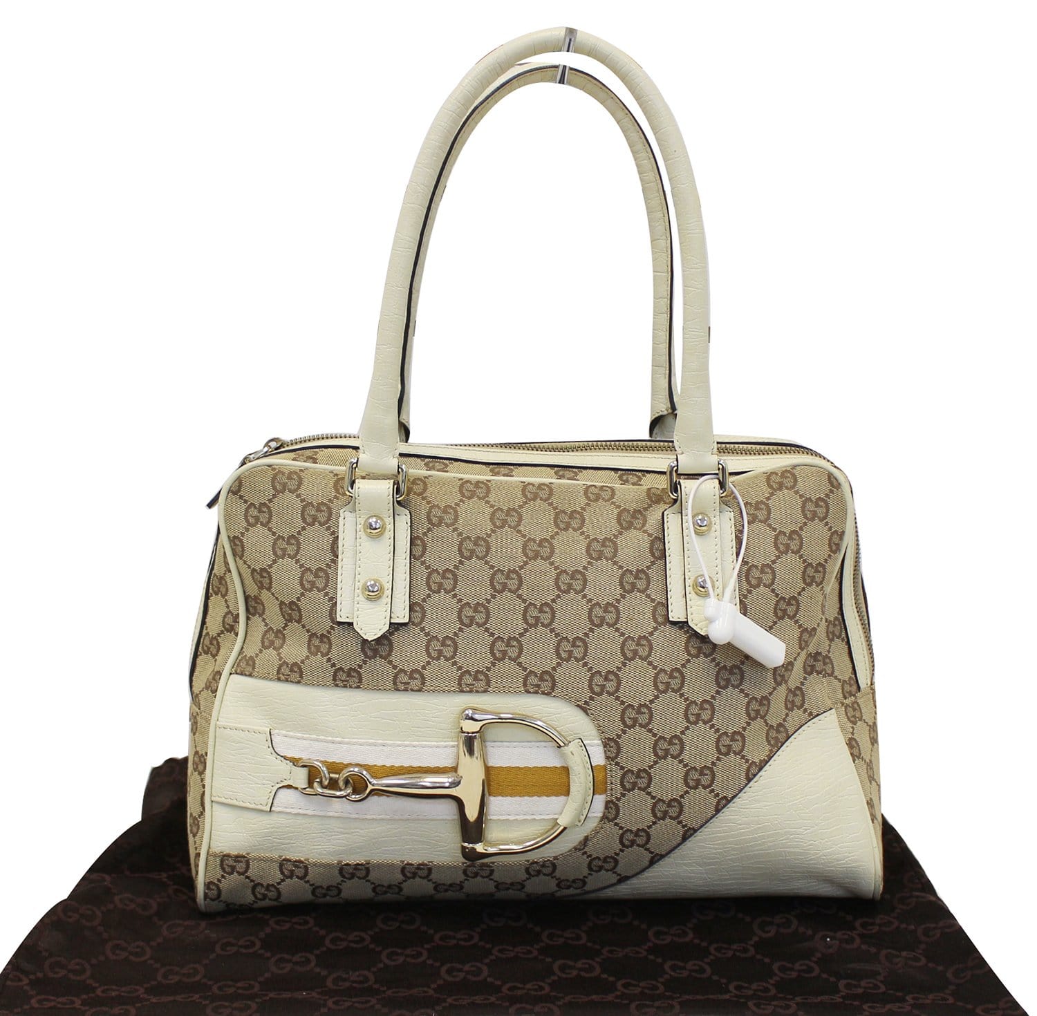 GUCCI Hasler Gucci Monogram Canvas Shoulder Bag