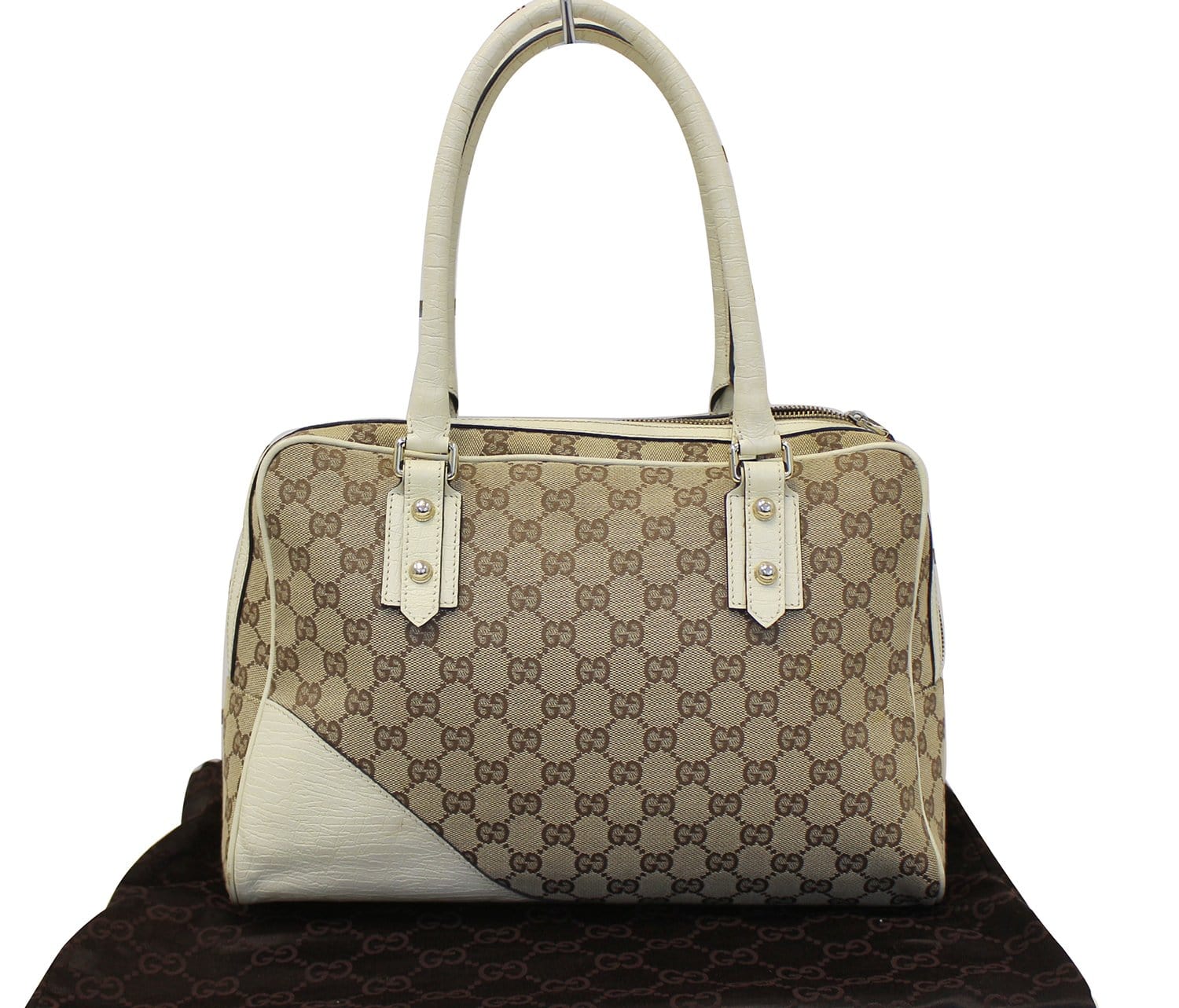 GUCCI Hasler Gucci Monogram Canvas Shoulder Bag