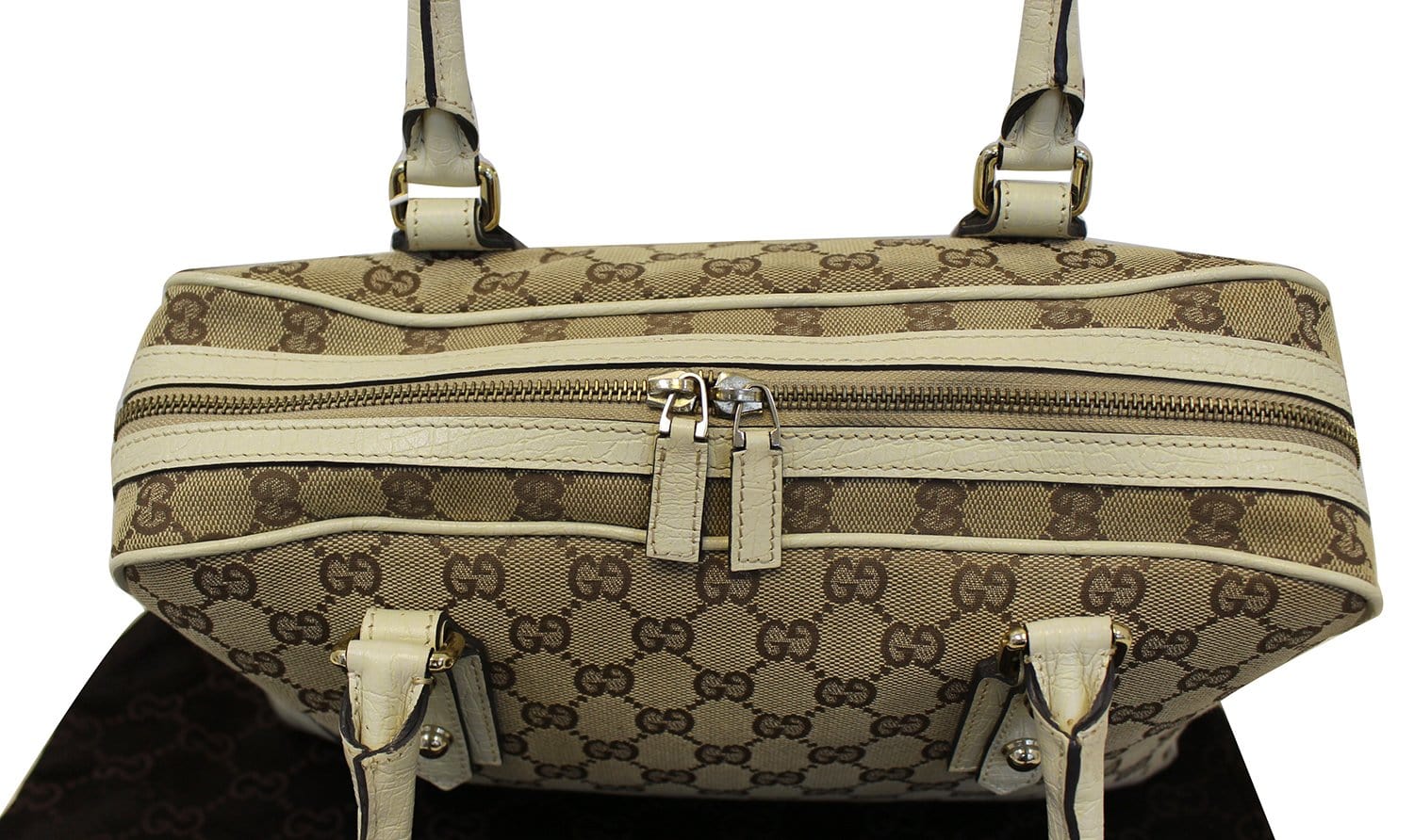 GUCCI Hasler Gucci Monogram Canvas Shoulder Bag