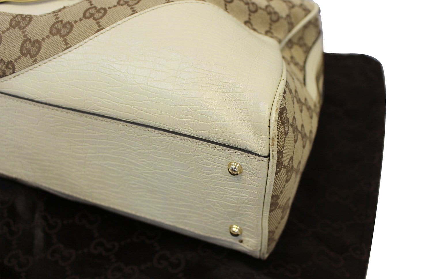 GUCCI Hasler Gucci Monogram Canvas Shoulder Bag