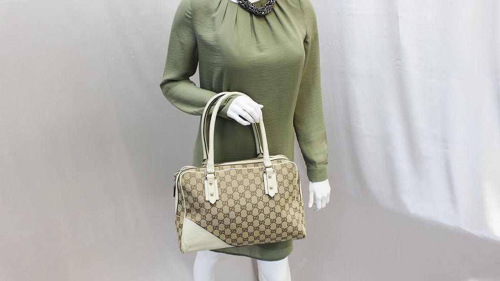 GUCCI Hasler Gucci Monogram Canvas Shoulder Bag