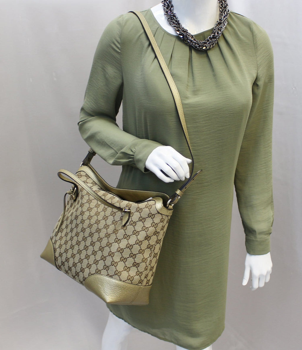 GUCCI Bree  Gucci Canvas Top Handle Shoulder Bag