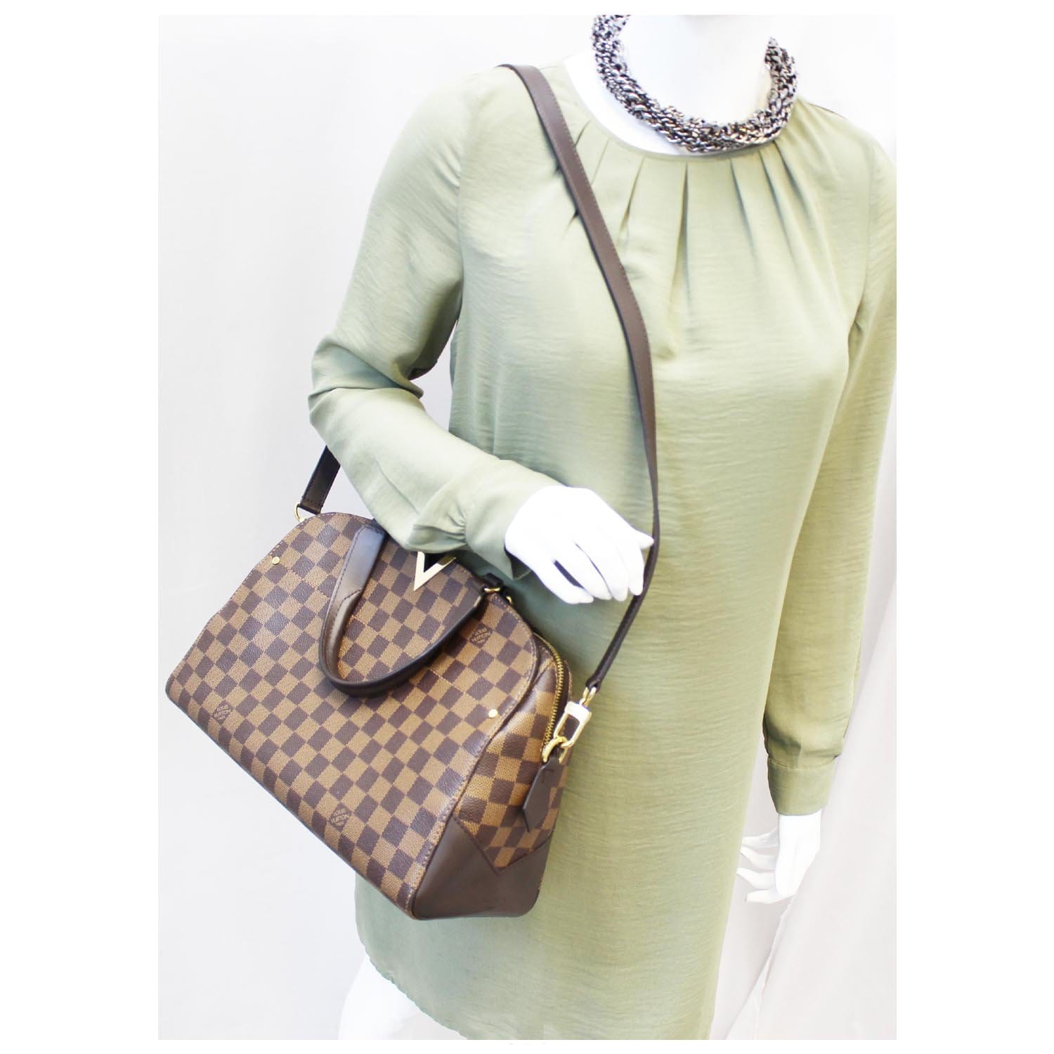 LOUIS VUITTON Kensington Bowling Damier Ebene Shoulder Handbag