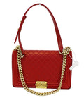 Chanel Boy Bag - Red Glazed Quilted Leather Large