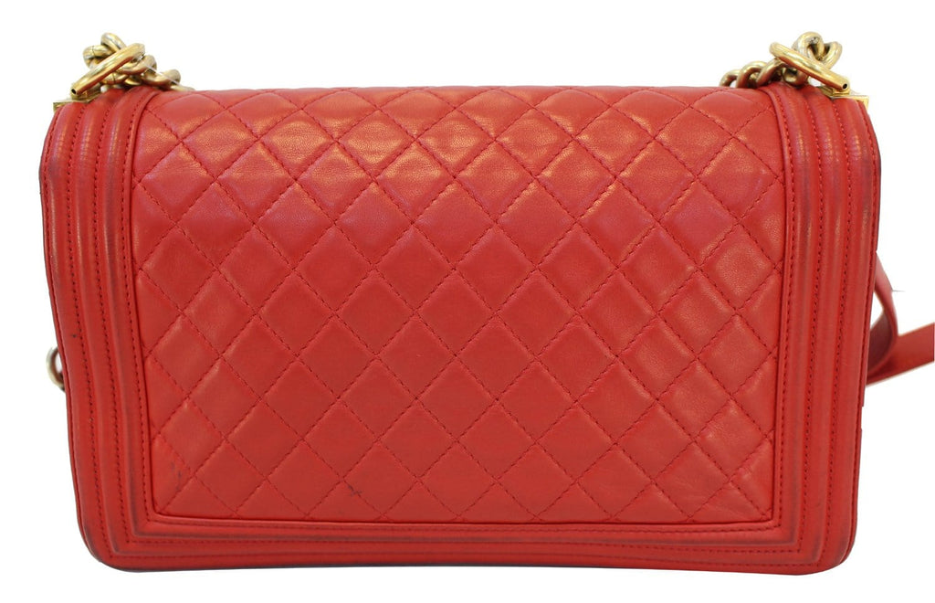 Chanel Boy Bag - Red Glazed Quilted Leather Large