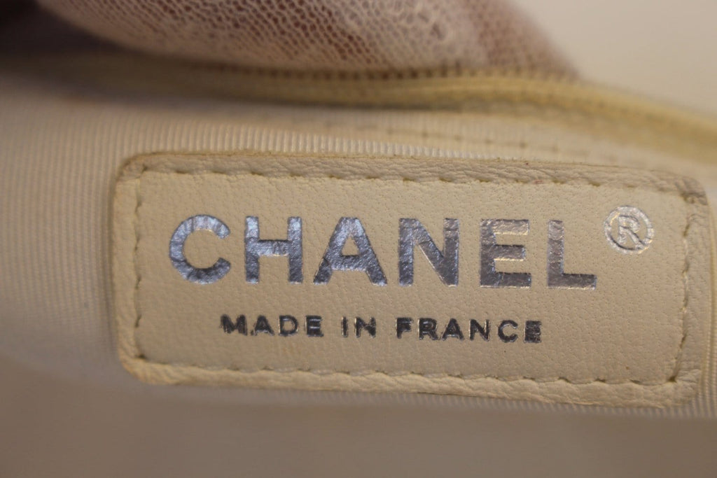 Chanel Boy Bag - CHANEL Leather White Glazed Quilted Large