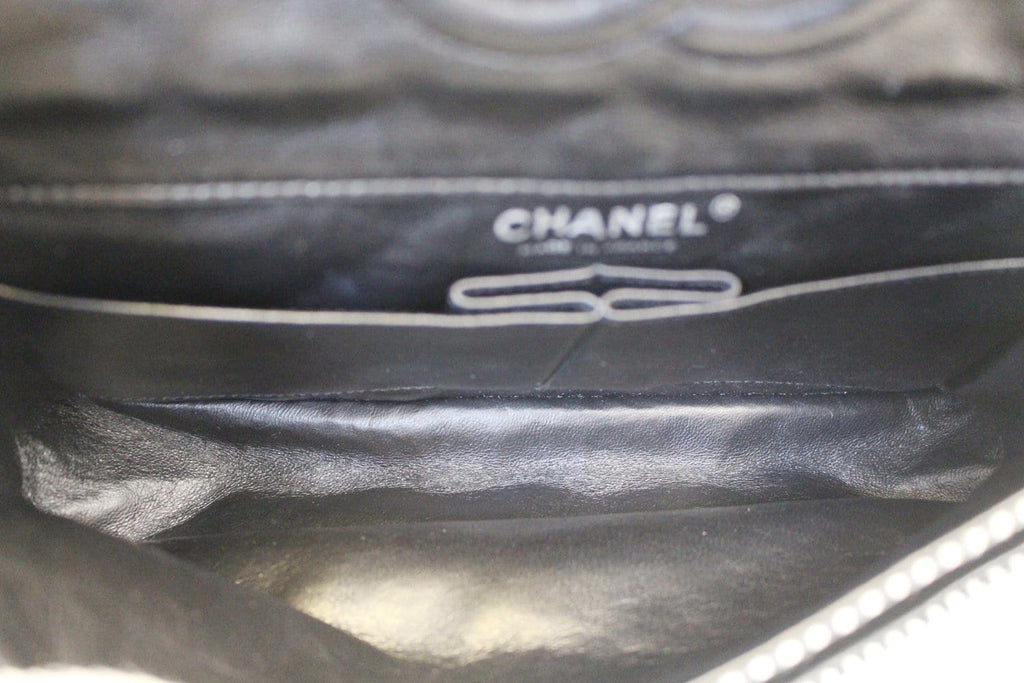 Chanel Black/White Striped Medium Flap Shoulder Bag - Sale