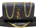 YVES SAINT LAURENT Kate Black Leather Gold Chain Clutch Crossbody Bag