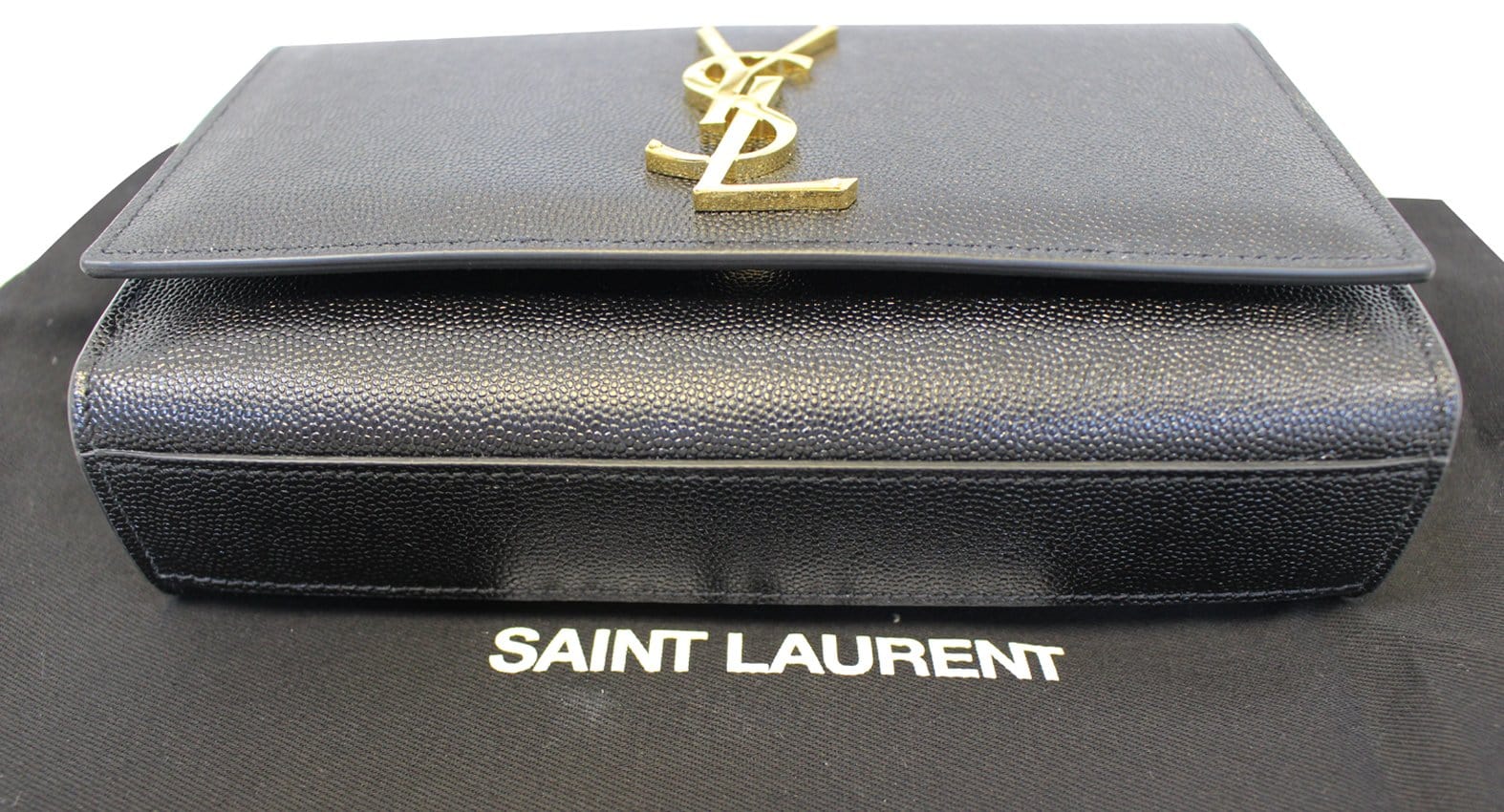 YVES SAINT LAURENT Kate Black Leather Gold Chain Clutch Crossbody Bag