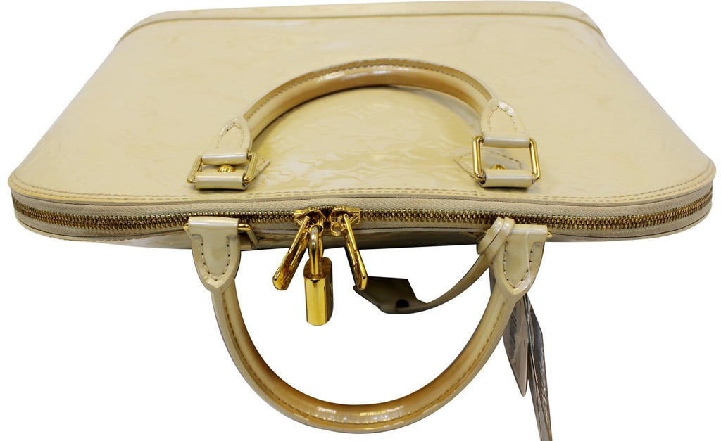 Louis Vuitton Alma GM Monogram Vernis Satchel Bag Cream