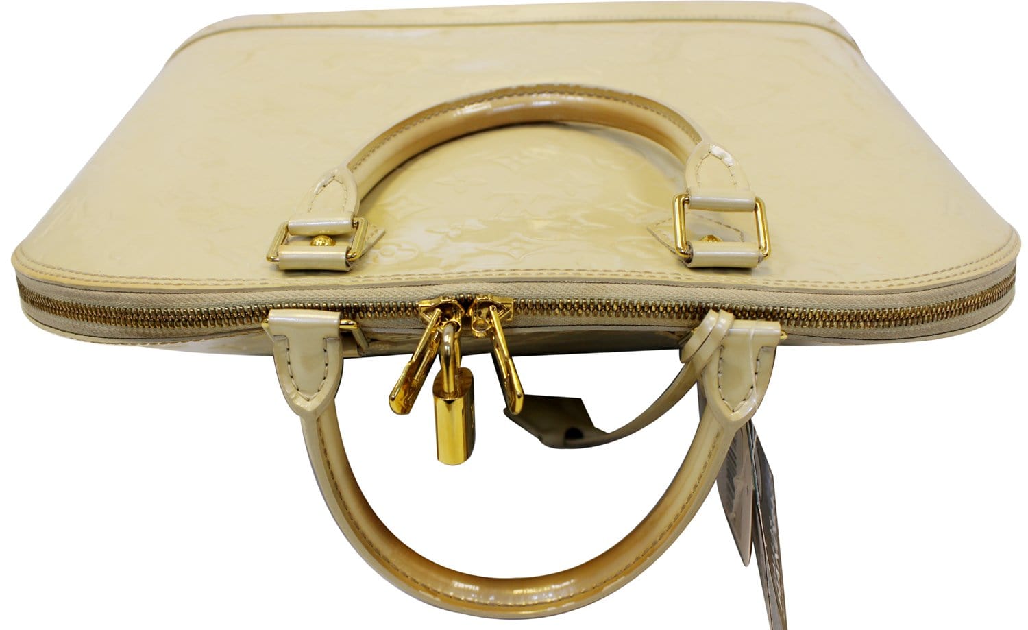 Louis Vuitton Alma GM Monogram Vernis Satchel Bag Cream