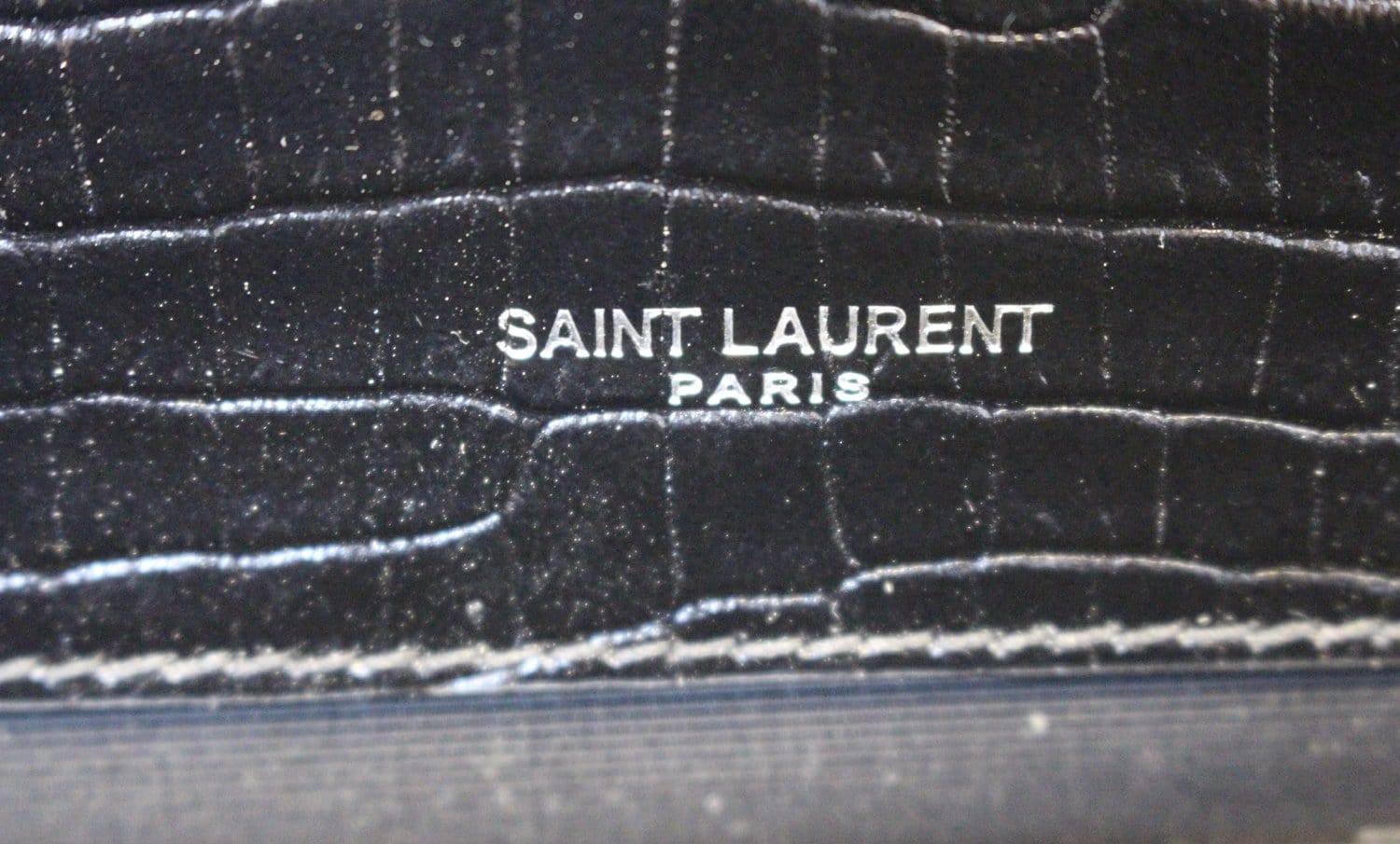 YVES SAINT LAURENT Caviar Leather Black Leather Silver Chain Clutch Crossbody Bag
