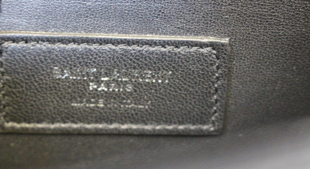 YVES SAINT LAURENT Caviar Leather Black Leather Silver Chain Clutch Crossbody Bag