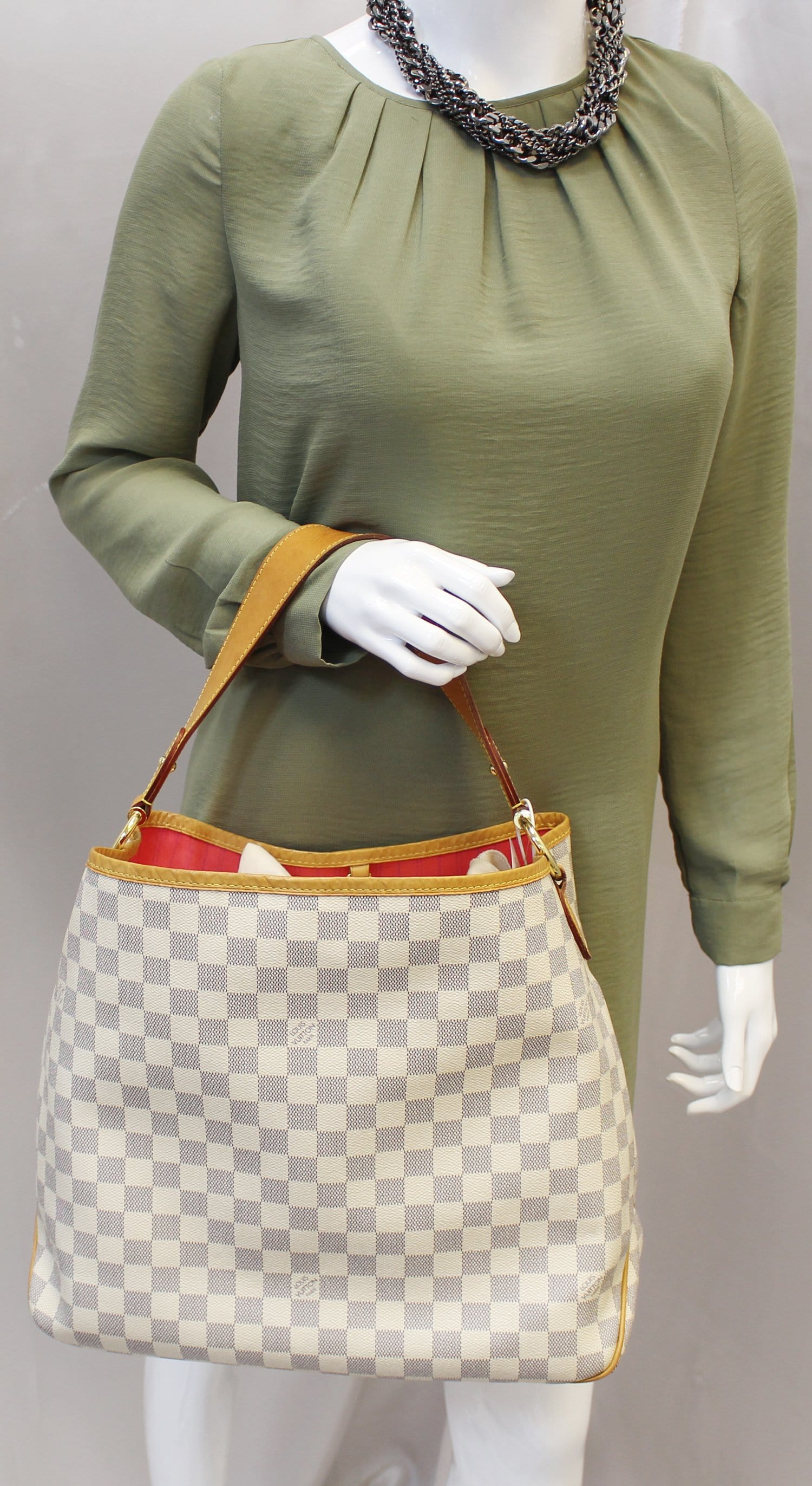 LOUIS VUITTON Delightful MM NM Damier Azur Pink Hobo Shoulder Bag