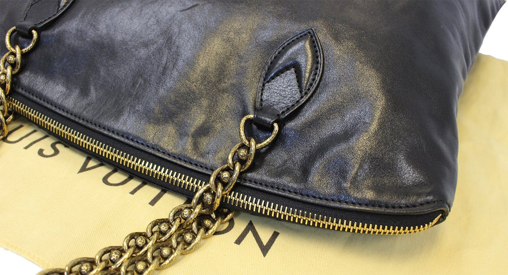 LOUIS VUITTON Lockit Black Cuir Boudoir Leather Chain Shoulder Bag