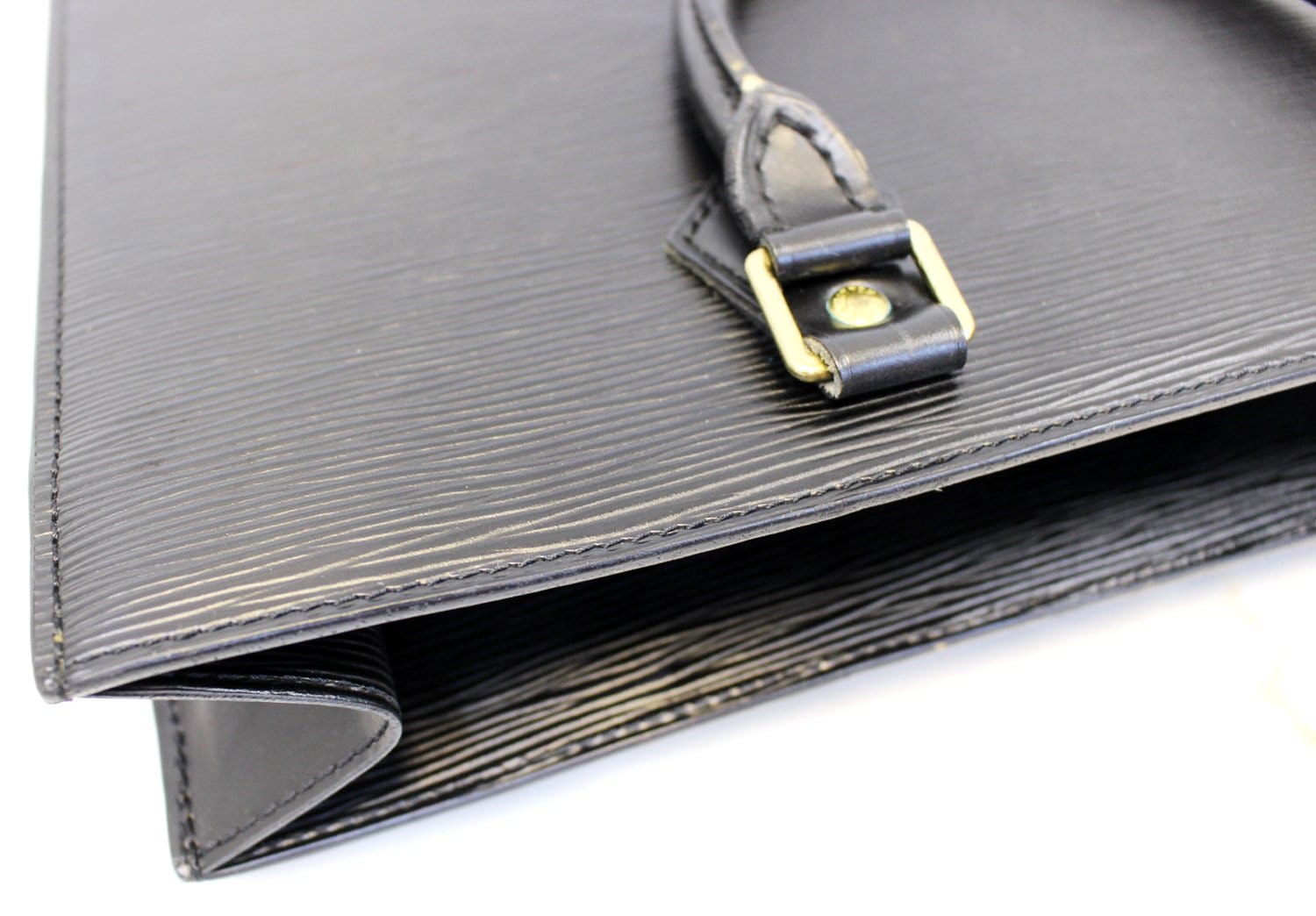 LOUIS VUITTON Epi Leather Black Sac Plat Satchel Bag