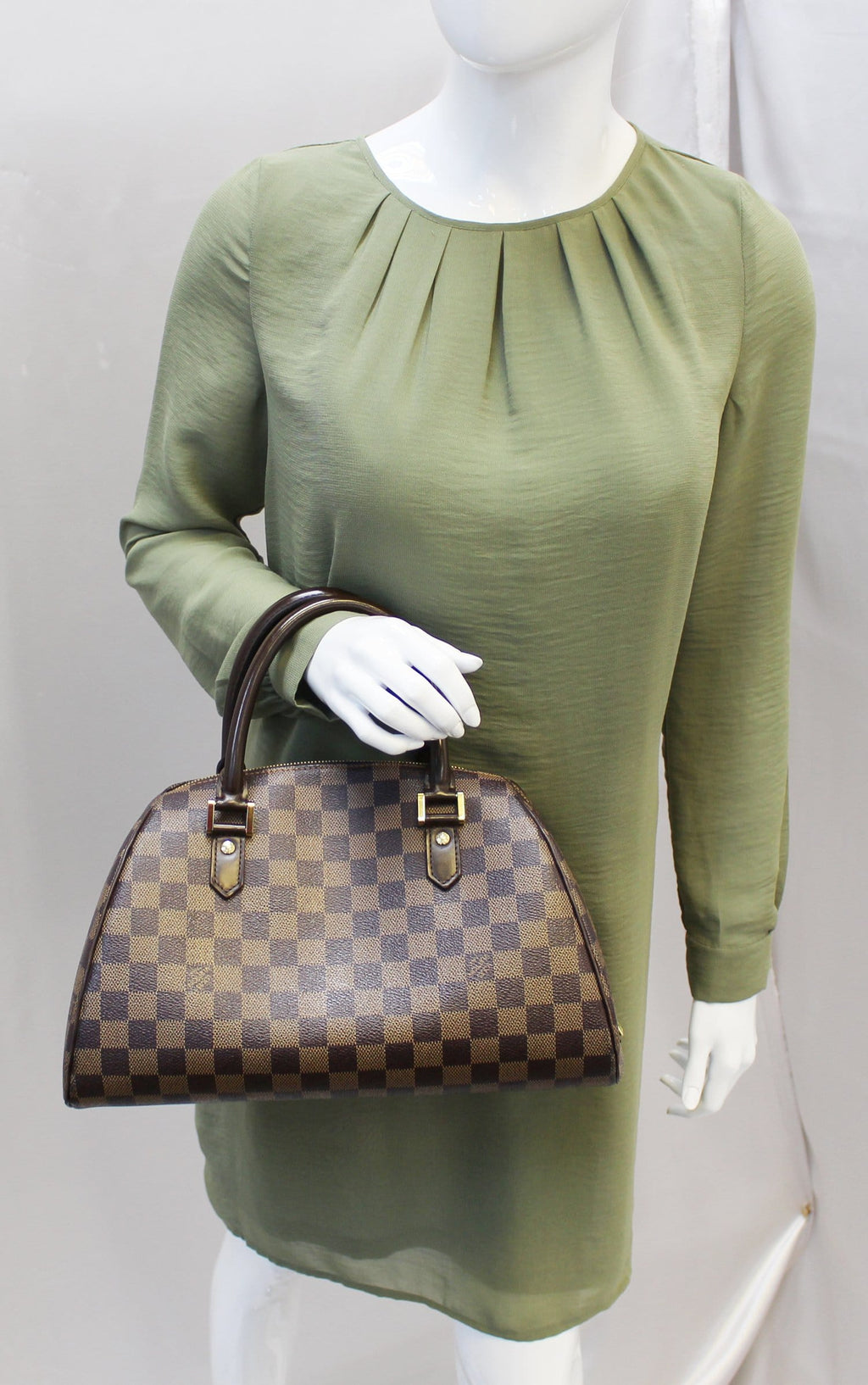 LOUIS VUITTON Damier Ebene Brown Ribera MM Satchel Bag