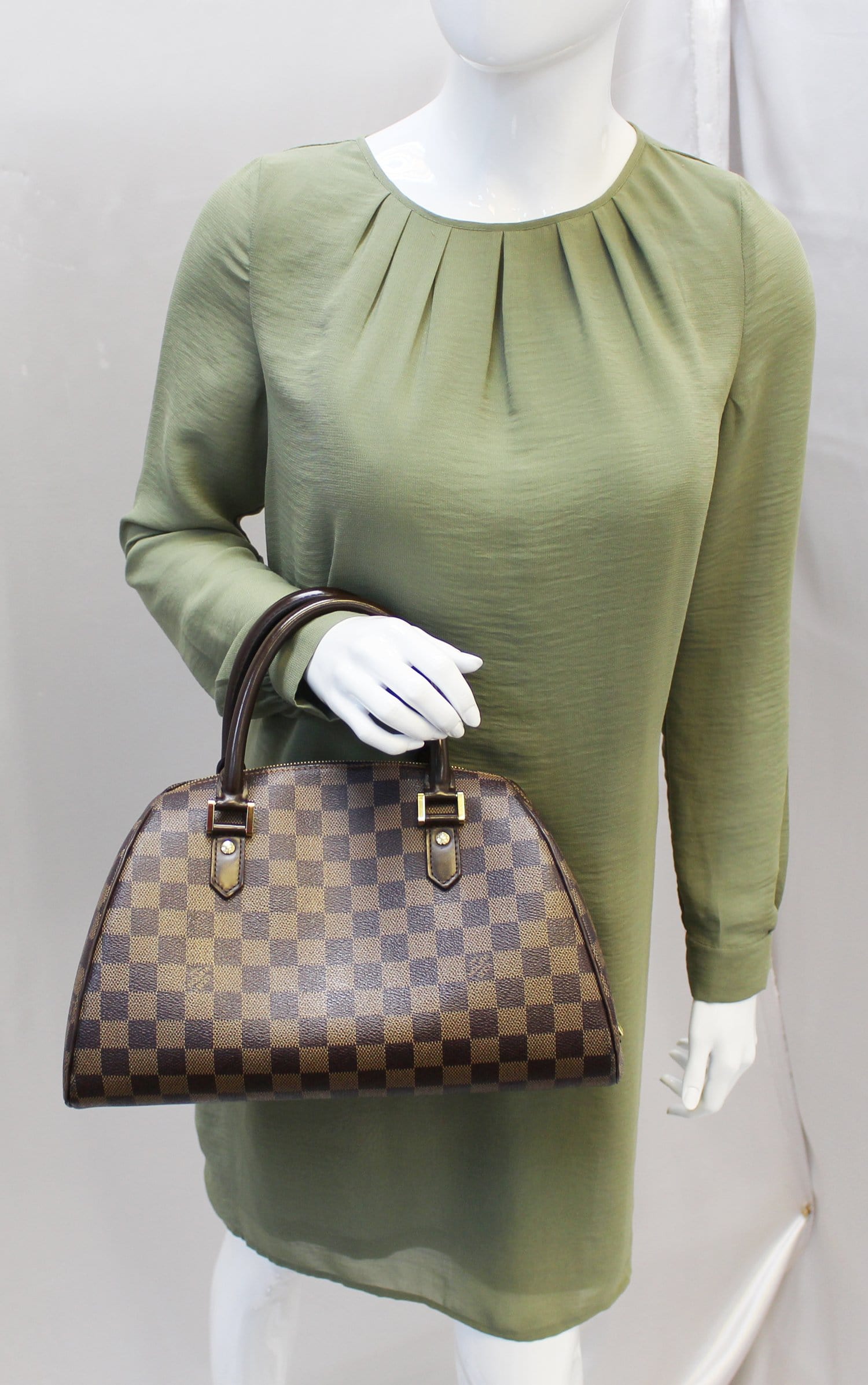 LOUIS VUITTON Damier Ebene Brown Ribera MM Satchel Bag